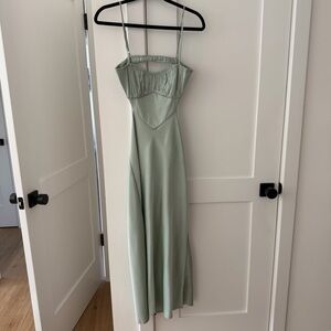 Sage Green Spaghetti Strap Midi Dress